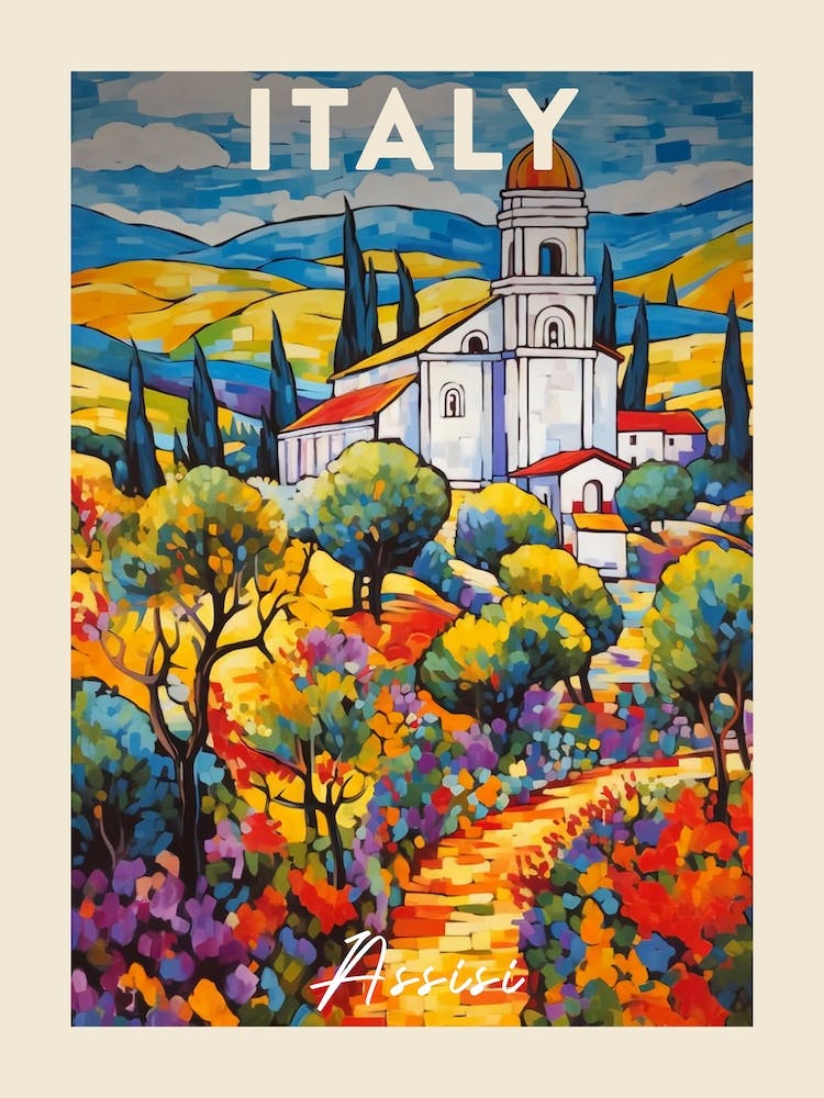 Assisi Italy 1 Fauvist Painting  Travel Poster