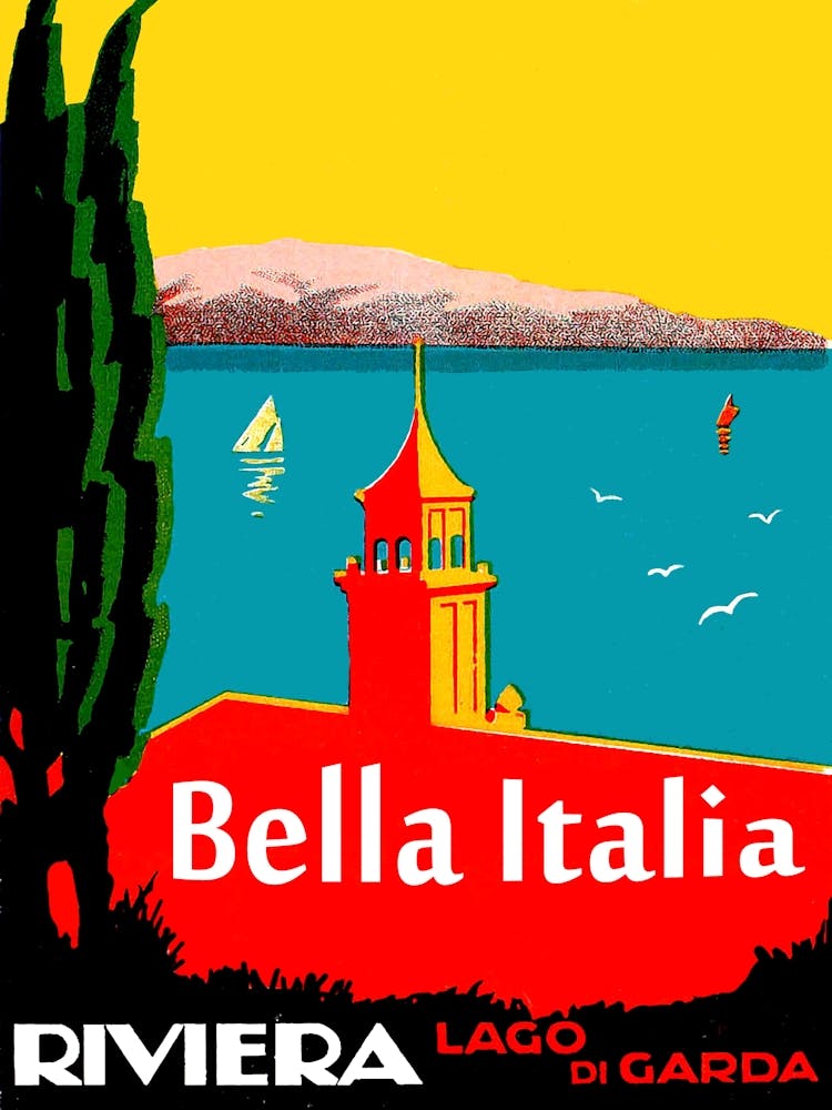 Lake Garda, Italy, Vintage Travel Poster