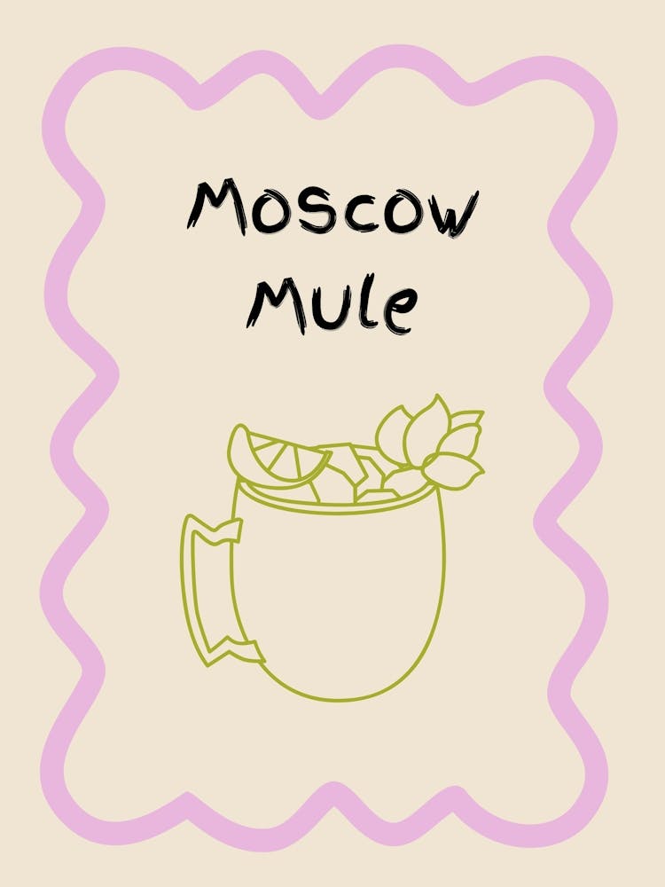 Moscow Mule Doodle Poster Lilac & Green