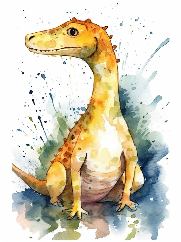 Baryonyx Cute Dinosaur Watercolour 3