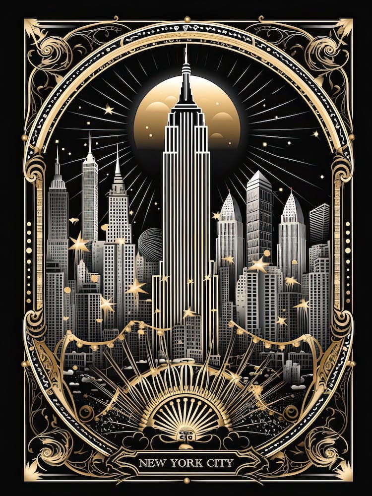 New York City, États-Unis, Carte de Tarot Voyage Ligne d'Art 4