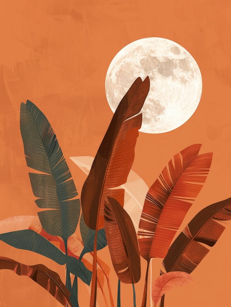 Moon And Palms Canvas Print