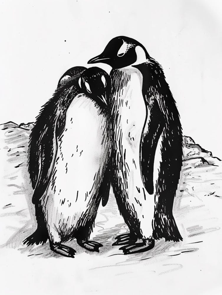 Emperor Penguin Huddling For Warmth 3