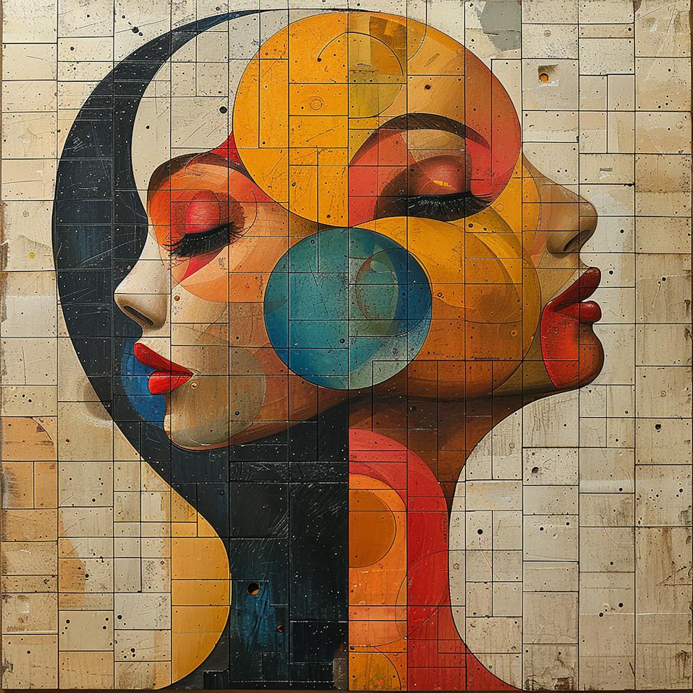 Portrait Of A Woman 8 - colorful cubism, cubism, cubist art,    abstract art, abstract painting  city wall art, colorful wall art, home decor, minimal art, modern wall art, wall art, wall decoration, wall print colourful wall art, decor wall art, digital