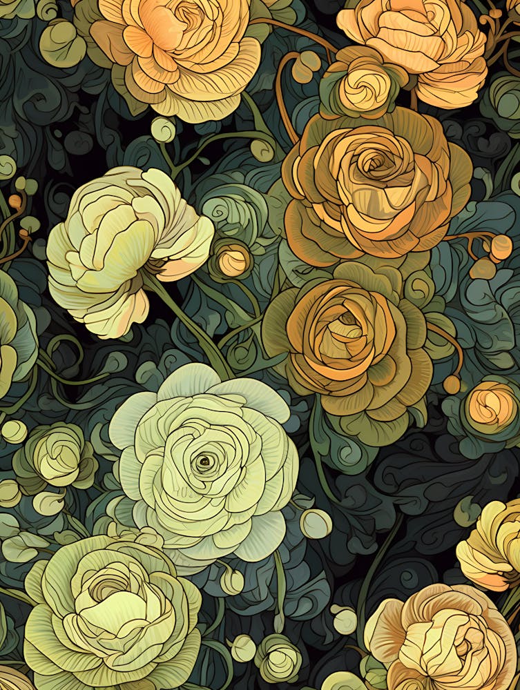 Roses On A Black Background