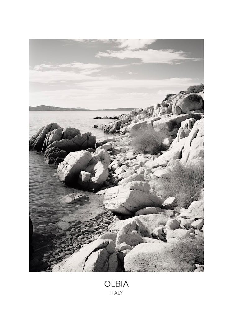 Poster Of Olbia, Italy, Black And White Photo 1