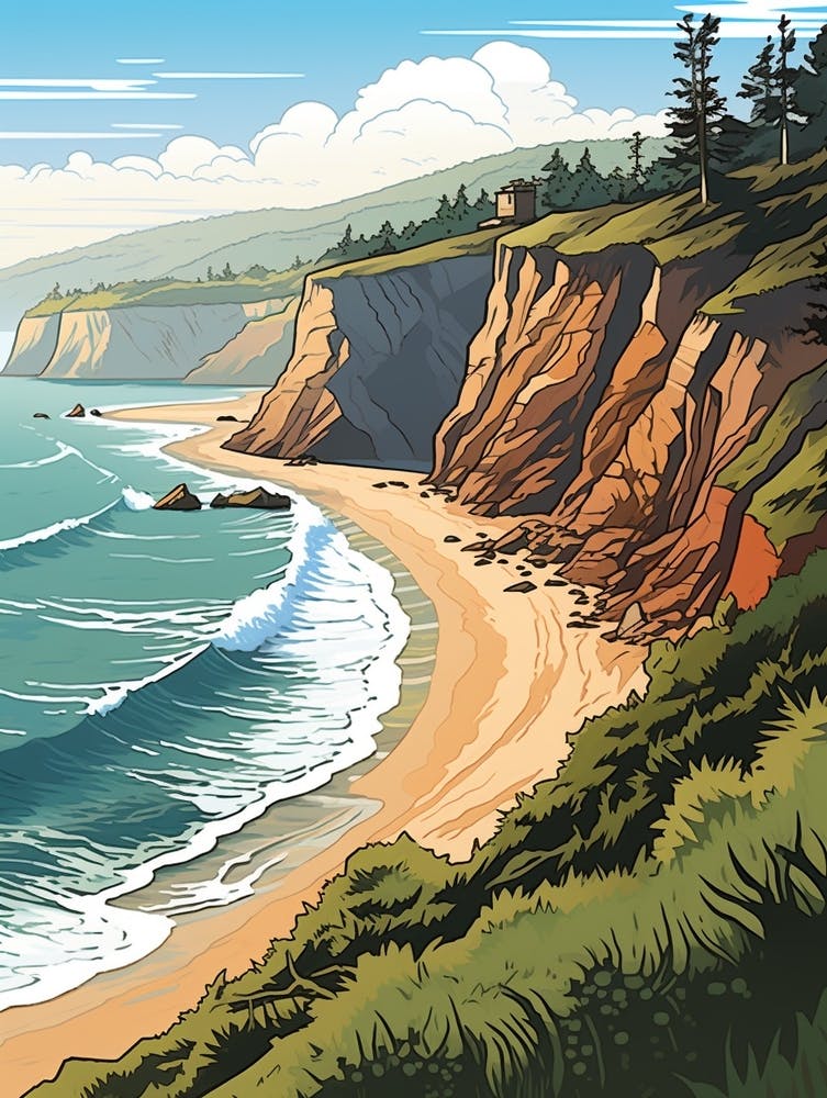 West Coast Trail Canada 2 Vintage Travel Illustration