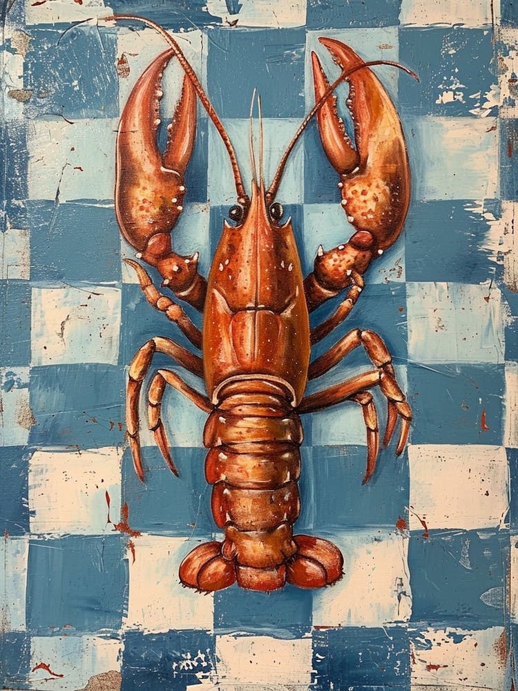 Lobster Blue Checkerboard 1