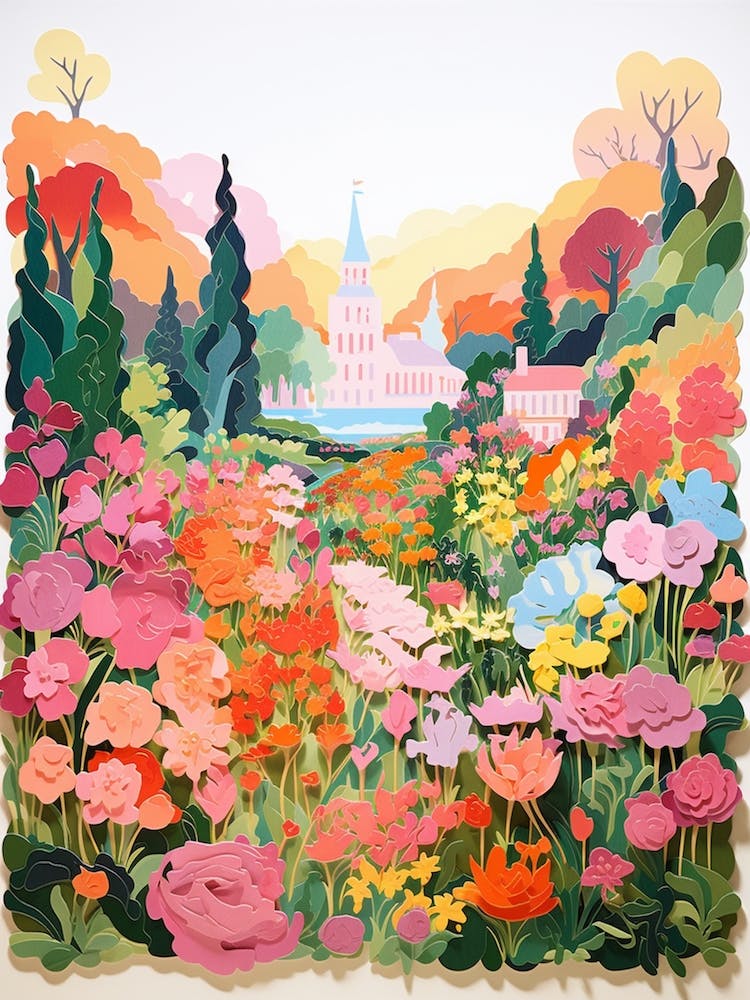 Claude Monets Garten Frankreich Moderne Illustration 2