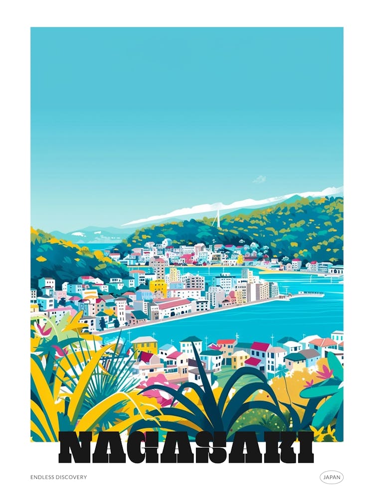 Nagasaki Japan 2 Colourful Travel Poster