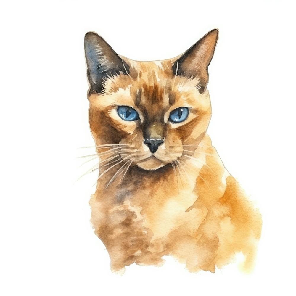 Burmese Champagne Cat Portrait 3