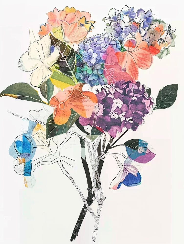 Hydrangea 1 Collage Flower Bouquet