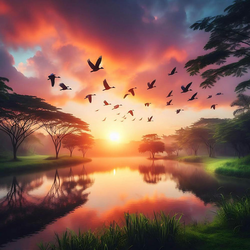 Sunrise Over A Lake