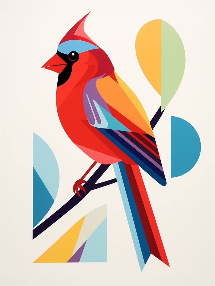 Colourful Geometric Bird Cardinal 3