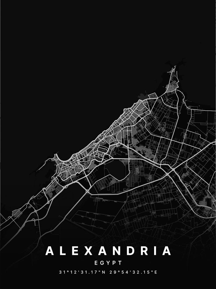 Alexandria Egypt Black Map