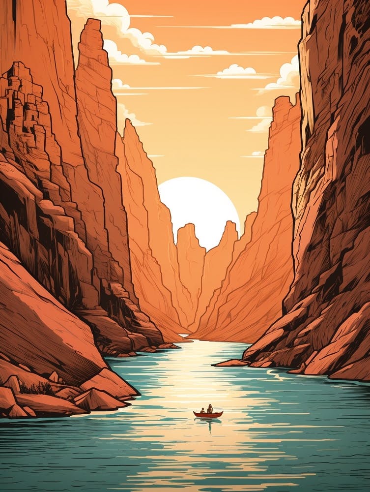 The Narrows Usa Vintage Travel Illustration