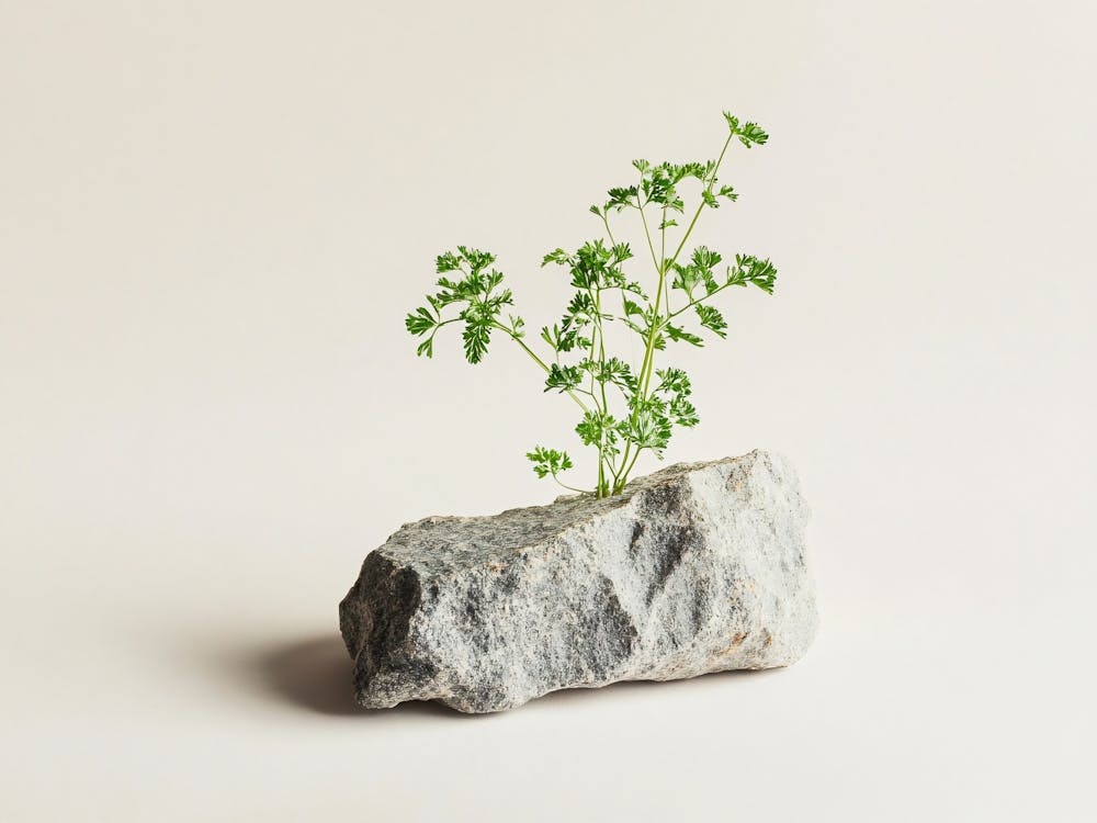 Small Plant On A Rock