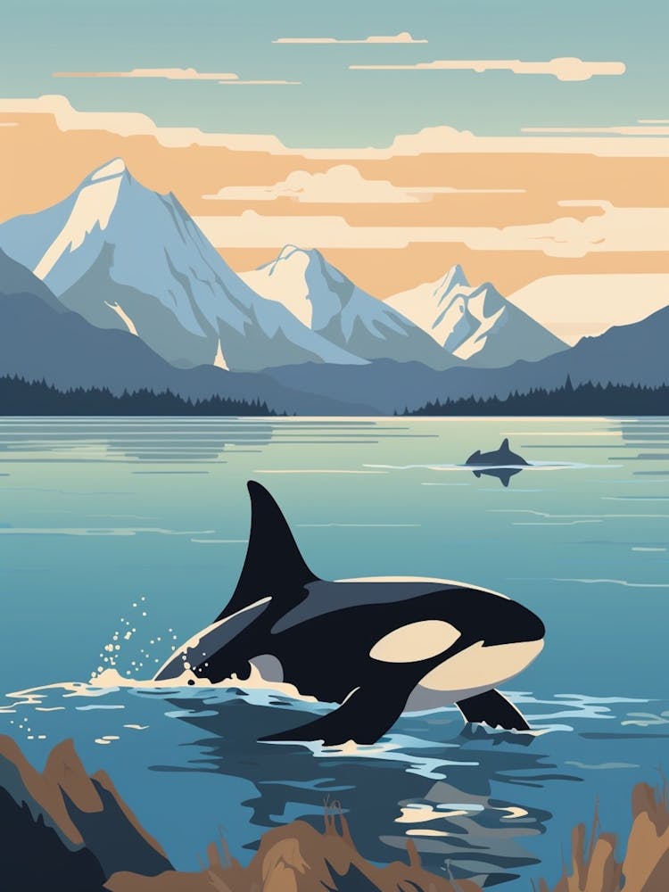 Orca Whale Swimming At Dusk 1