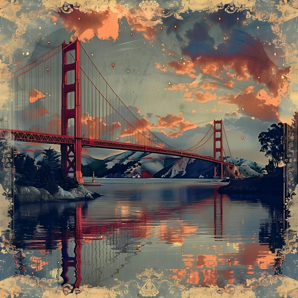 Golden Gate Bridge, retro collage