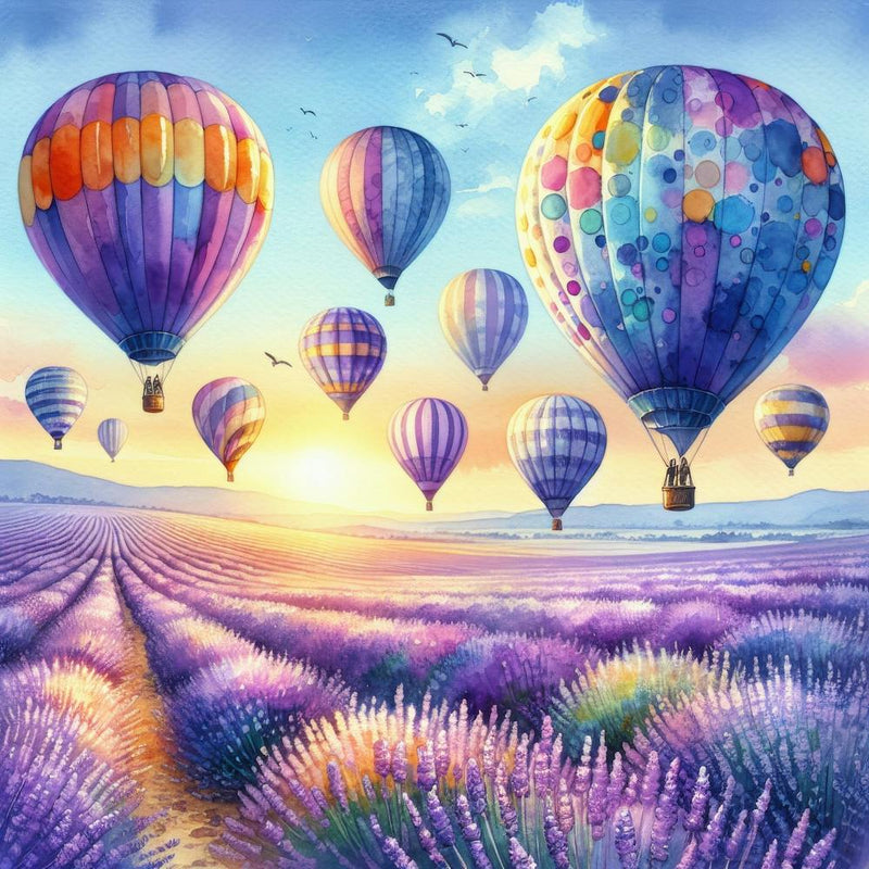 Hot Air Balloons In Lavender Field