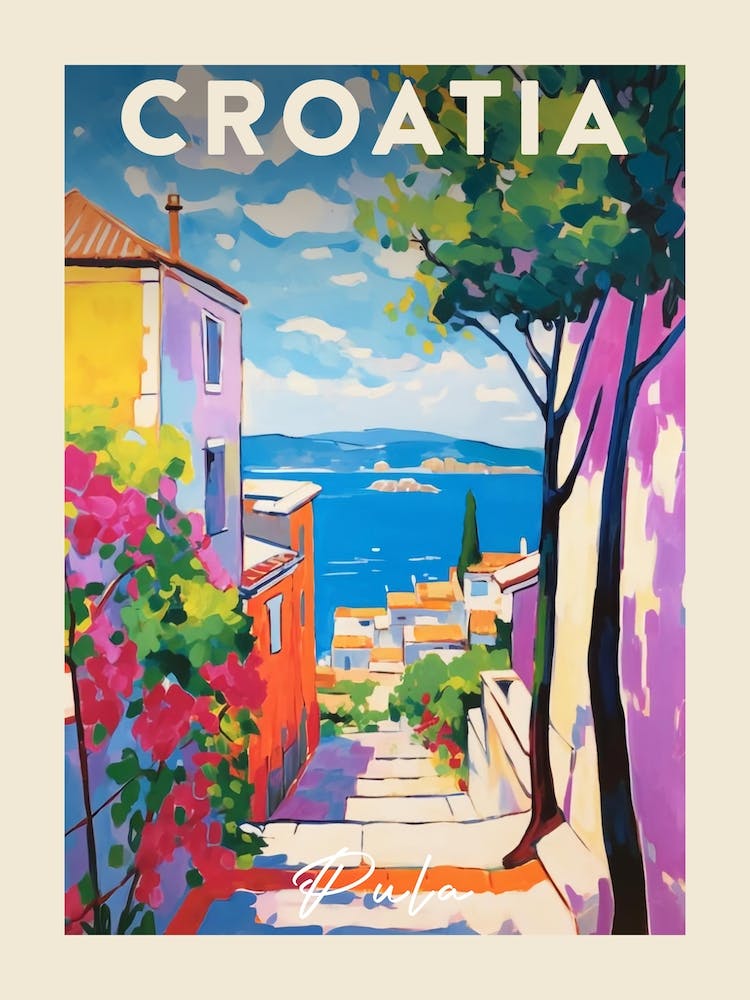Pula Croatia 1 Fauvist Painting Travel Poster