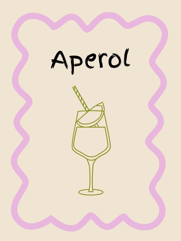 Aperol Doodle Poster Lilac & Green