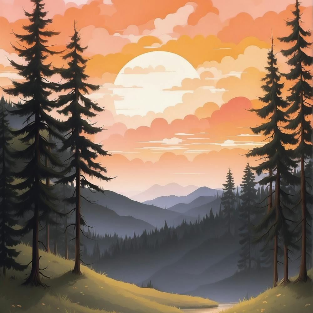 Sunset In The Mountains