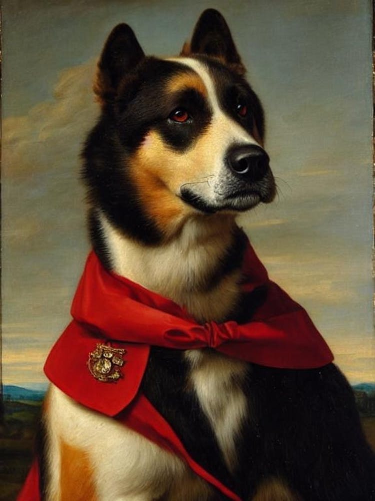 Canaan Dog Renaissance Portrait Oil Painting