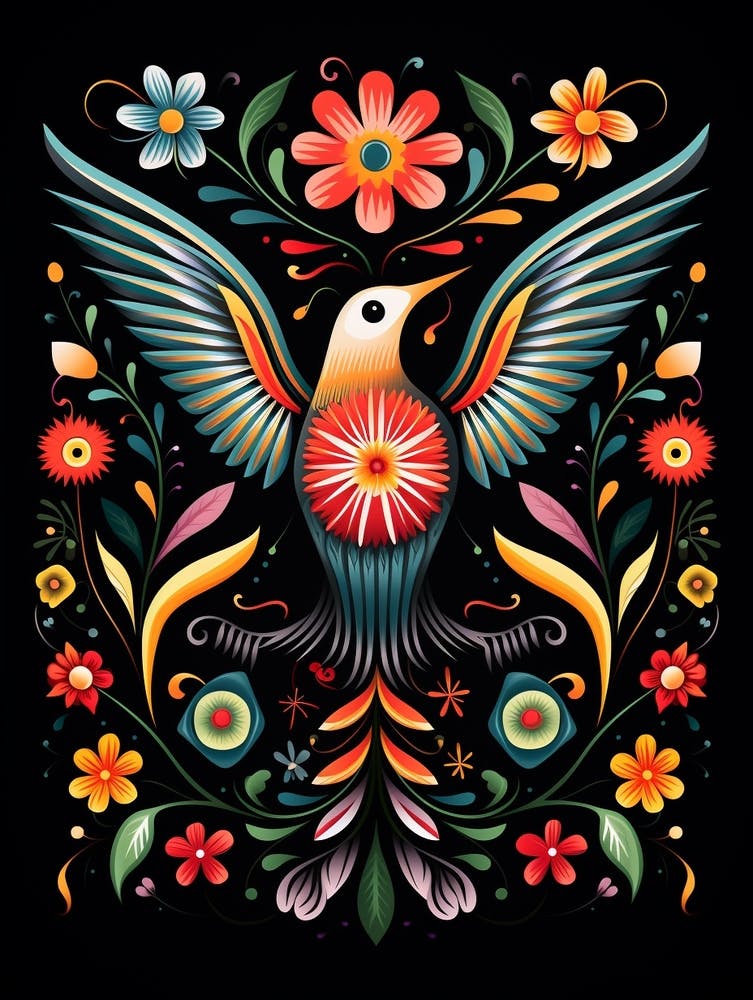 Folk Bird Illustration Hummingbird 4
