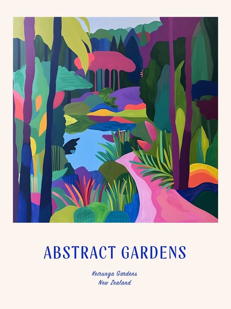 Colourful Gardens Keirunga Gardens New Zealand Blue Poster