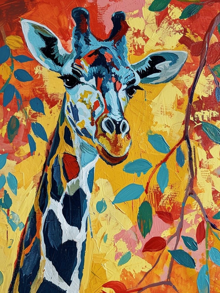 Leaf Acrylic Paint Inspired Giraffe