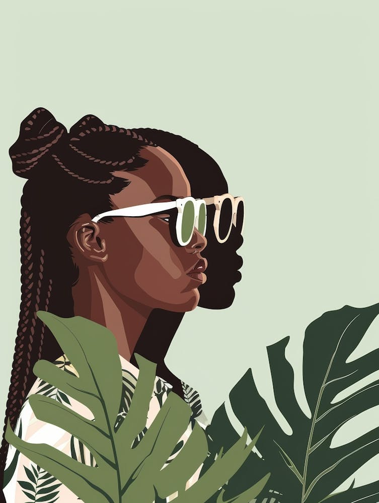 Portrait de Femme Africaine Avec des Lunettes de Soleil