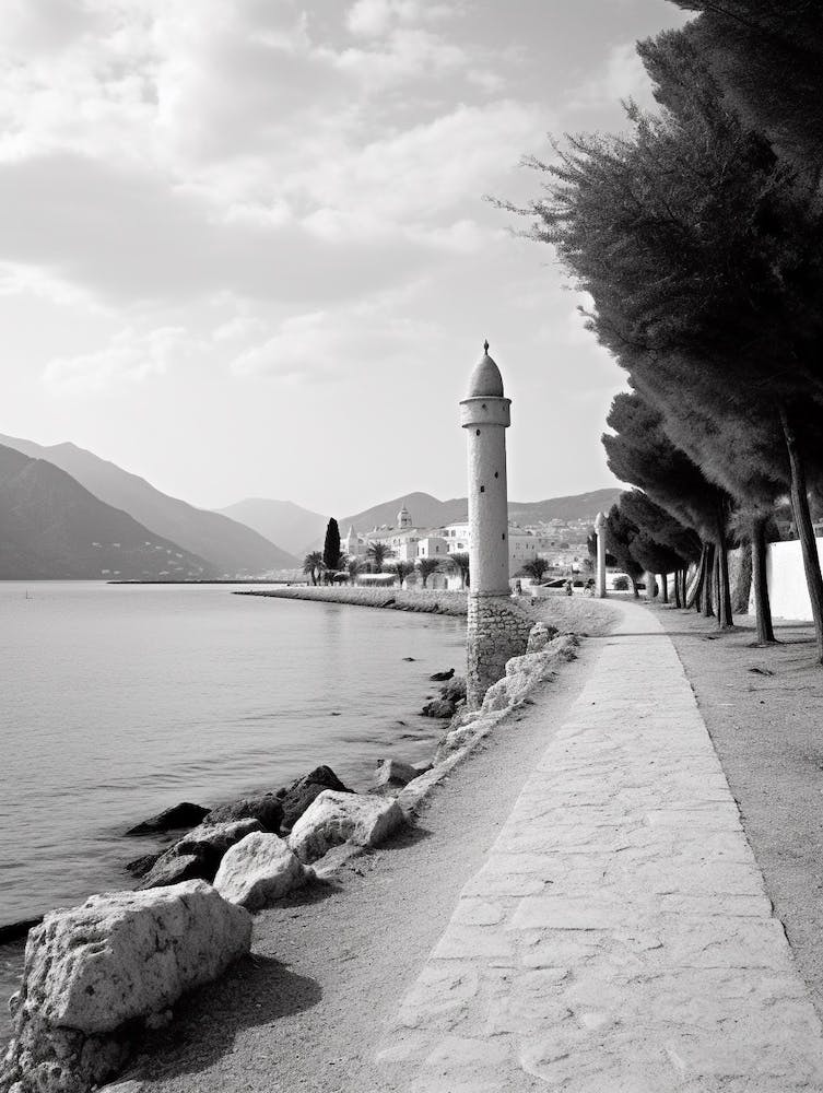 Budva, Montenegro, Black And White Old Photo 4
