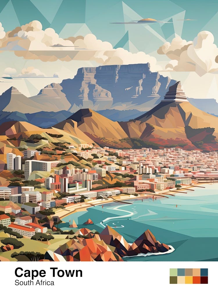 Cape Town, South Africa, Illustration Géométrique 1 Affiche