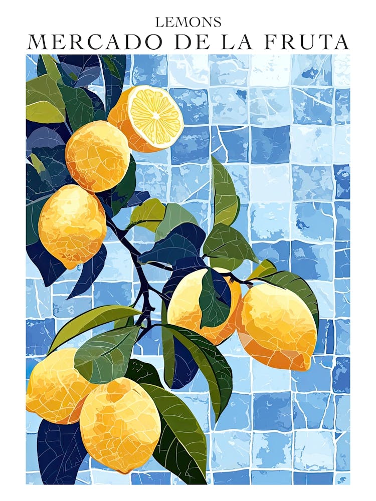 Mercado De La Fruta Lemons Illustration 1 Poster