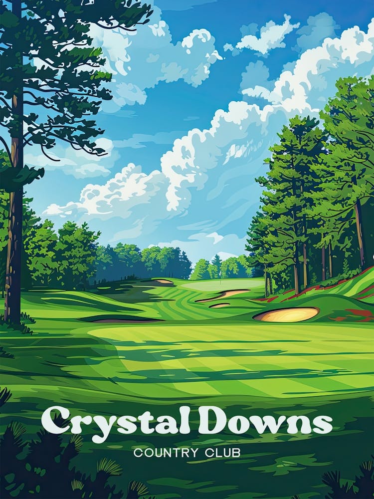 Crystal Downs Golf Championship Digital Travel Illustration
