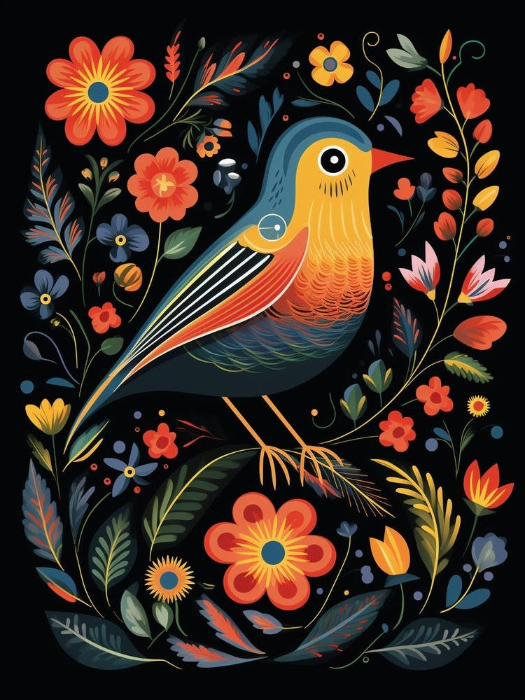 Folk Bird Illustration Sparrow 4