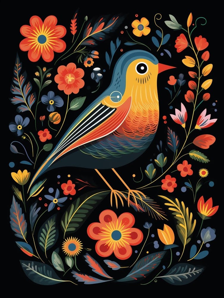 Folk Bird Illustration Sparrow 4