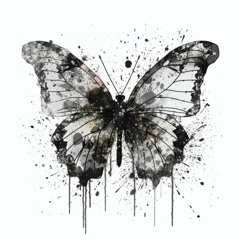 Black White Butterfly Ink