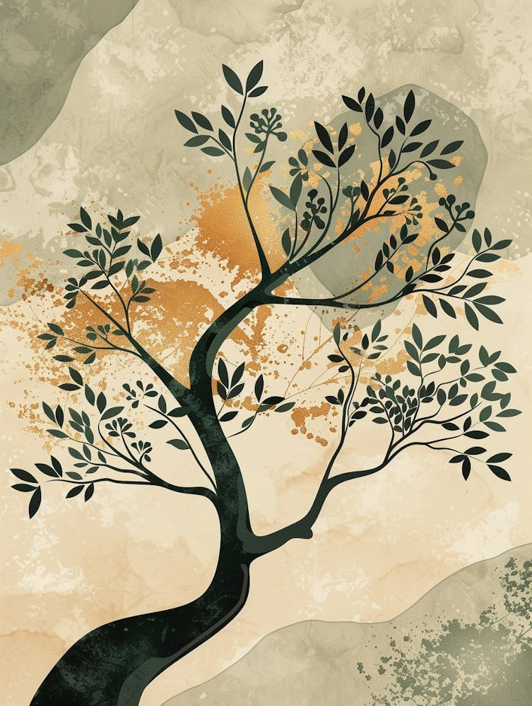 Banyan Tree Minimal Japandi Illustration 2