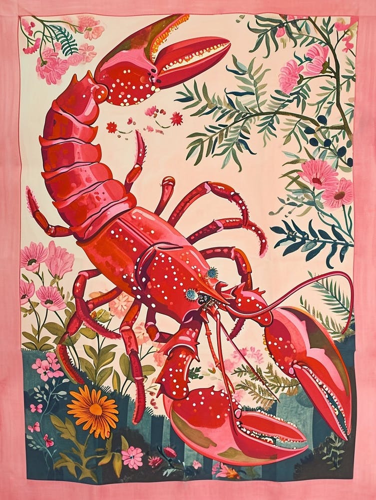 Floral Animal Painting Lobster 1