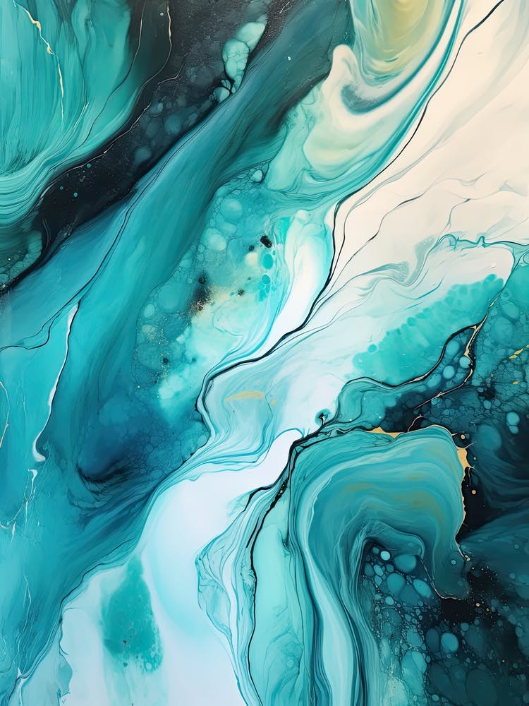 Teal And Black Flow Asbtract Painting 3