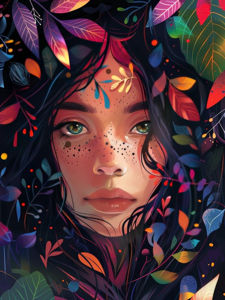 Girl With Leaves 2