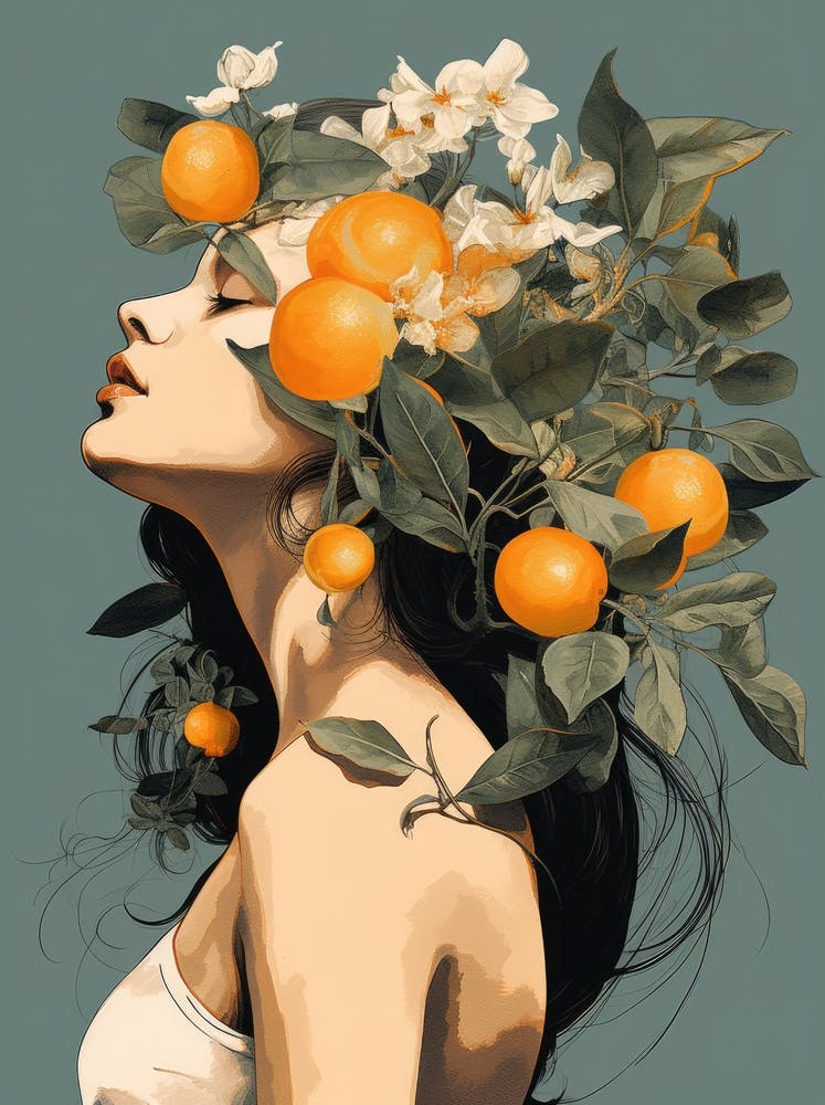 Oranges On A Woman'S Head