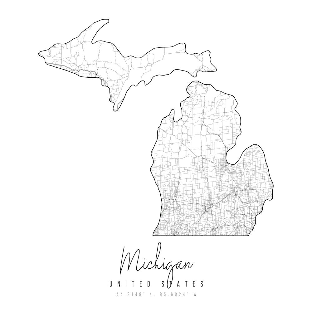 Michigan Minimal Street Map Square
