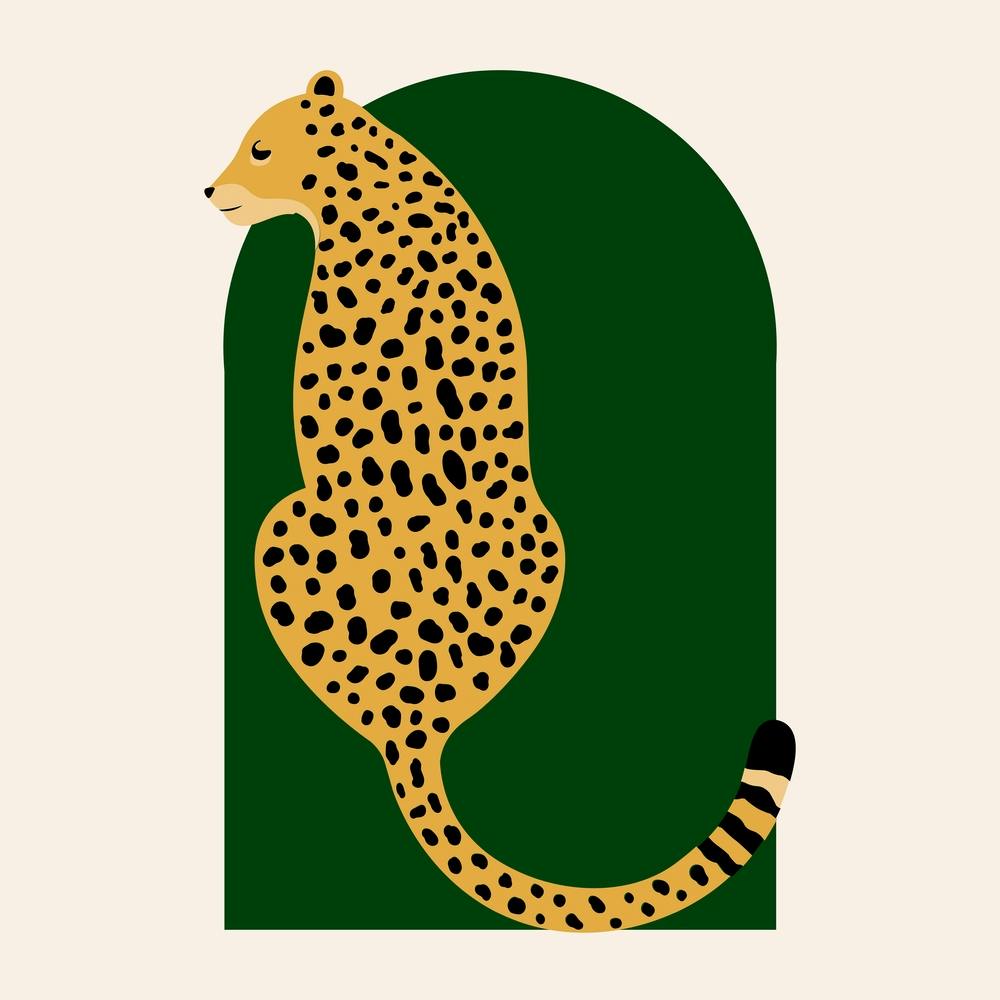 Boho Leopard Jungle Green Vintage Arch Square