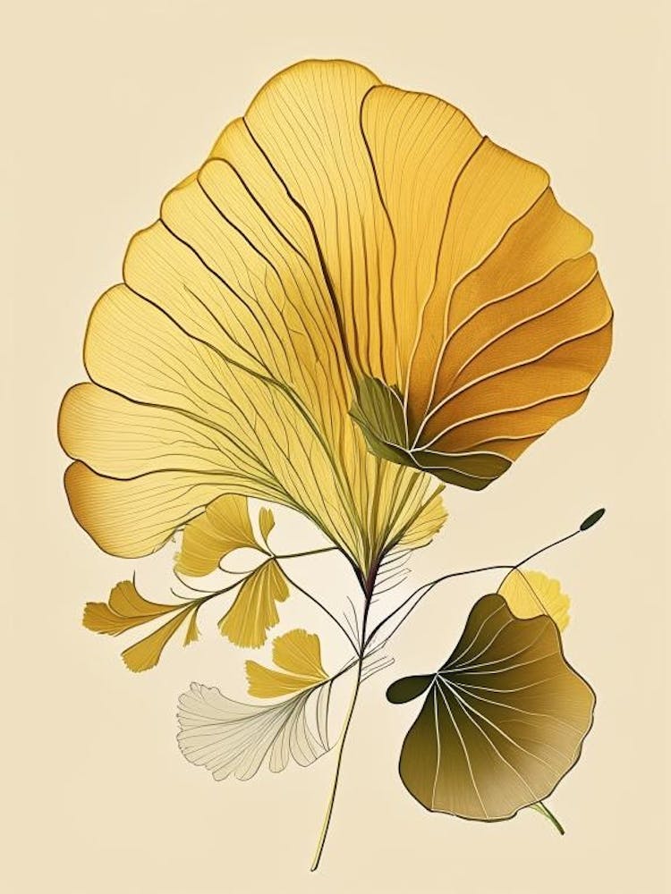 Ginkgo Gewürze und Kräuter Retrozeichnung 2
