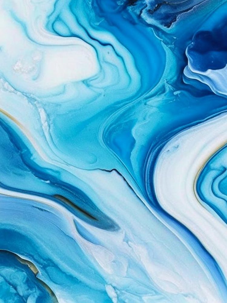 Water Inspired Fantasy Or Surrealistic Art Waterscape Marble Acrylic Painting 3