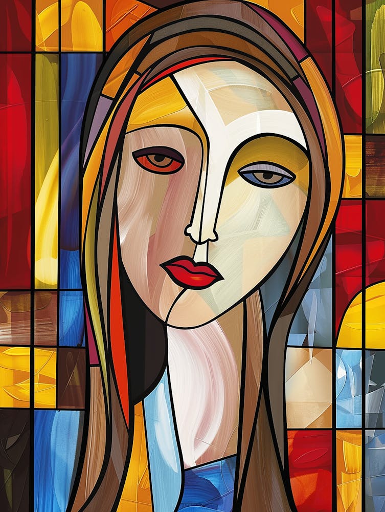 Buntglasbild einer Frau