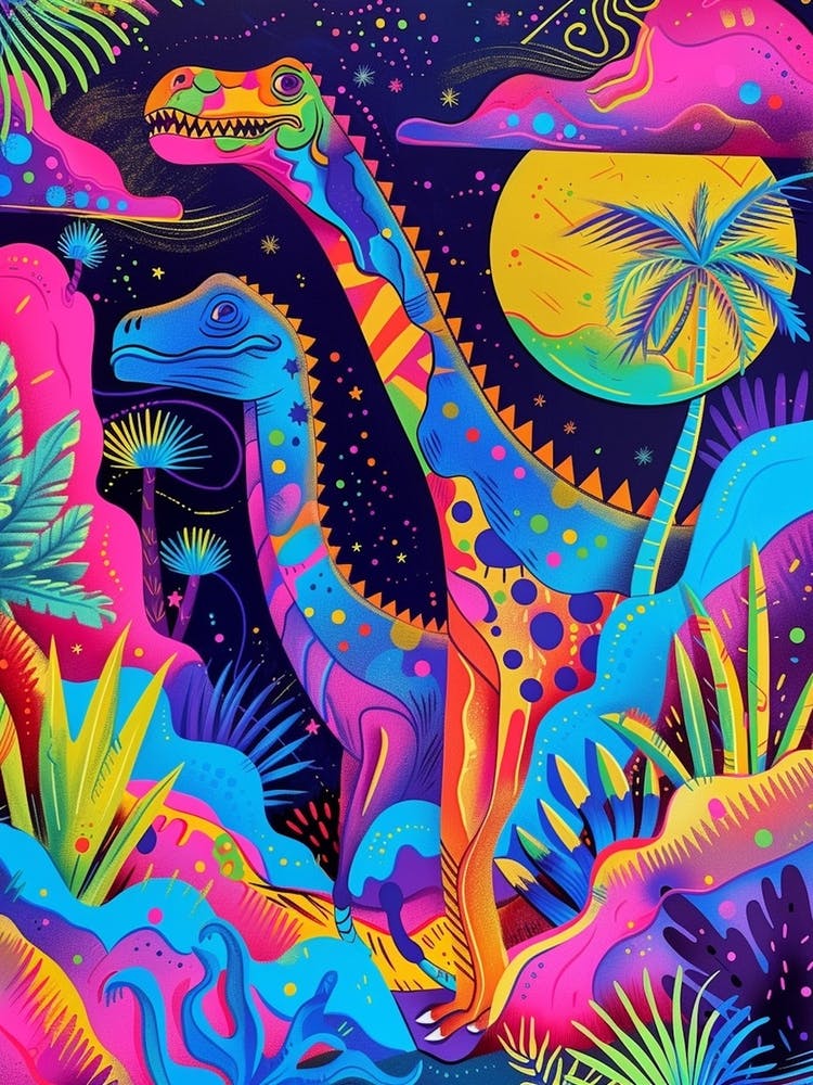 Abstract Geometric Colourful Dinosaurs